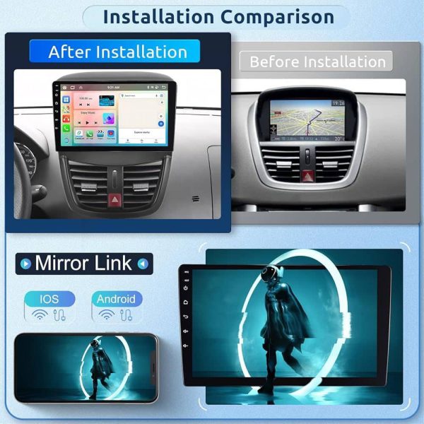مانیتور اندروید خودرو پژو 207 با GPS داخلی