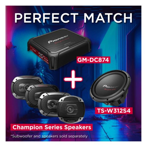 آمپلی‌فایر پایونیر GM-DC874 نصب‌شده در خودرو با سیم‌کشی دقیق و حرفه‌ای