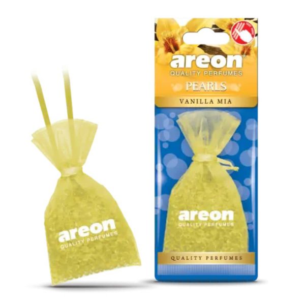 خوشبو کننده Areon PEARLS VANILLA MIA داخل بسته‌بندی اصلی
