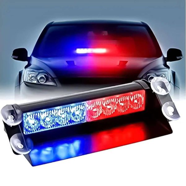 تصویر چراغ پلیسی روی داشبورد LED Flash Light با طراحی جمع‌وجور