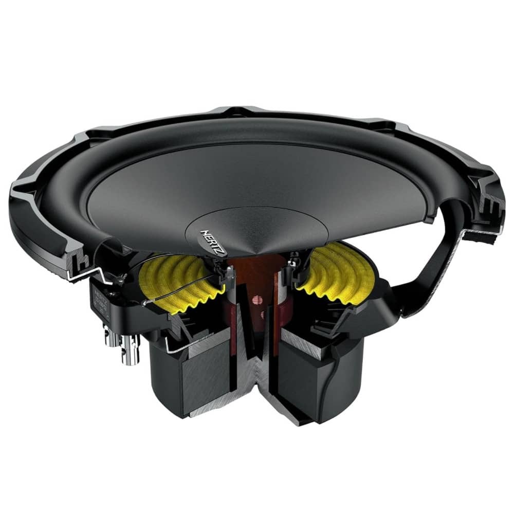 ساب ووفر HERTZ CS250S4 نمای نزدیک مخروط و صفحه اصلی