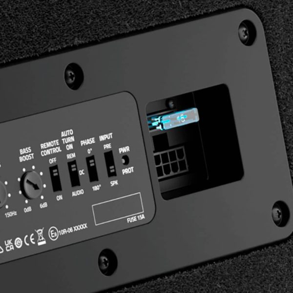 ساب باکس اکتیو HERTZ DBA201 نمای پشت و پنل آمپلی فایر