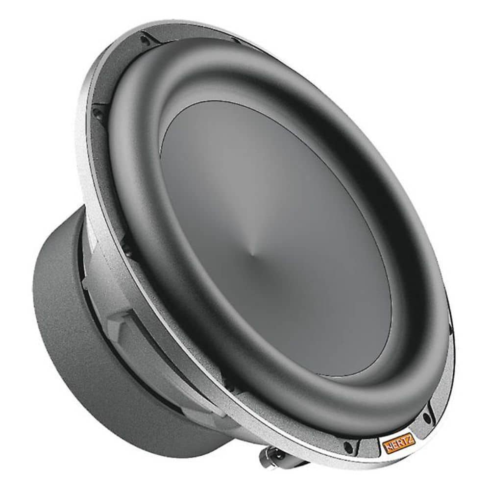 طراحی بدنه HERTZ MP250D4.3 نمای زاویهدار ساب ووفر HERTZ MP250D4.3 با فریم آلومینیومی مستحکم