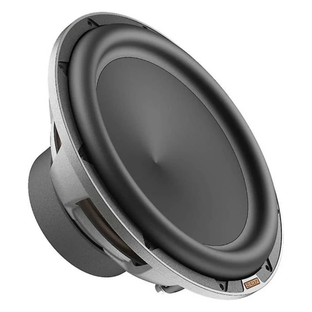 نمای اصلی ساب ووفر HERTZ MP300D2 دوازده اینچ دو کوئل با طراحی حرفه‌ای