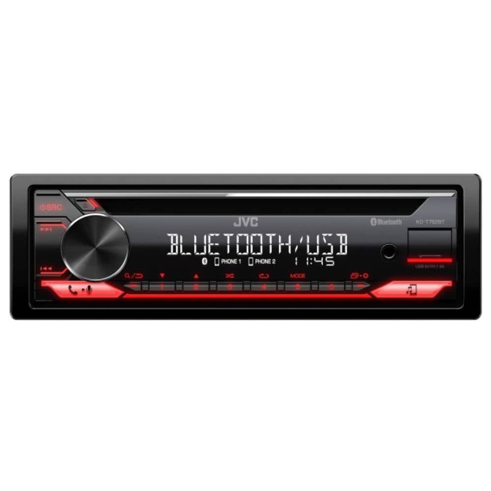 نمای جلو پخش خودرو JVC KD-T752BT پخش خودرو JVC KD-T752BT نمای روبرو با طراحی مدرن