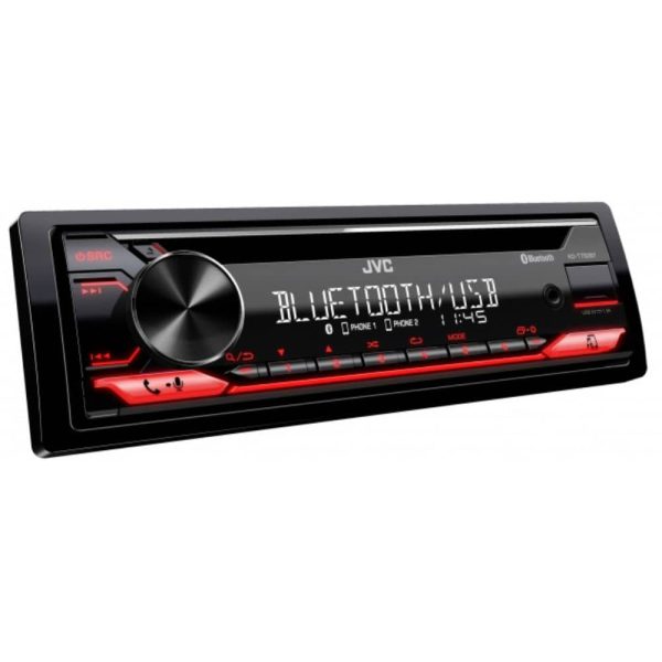 پخش خودرو JVC KD-T752BT نمای زاویه دار با نور دکمه ها