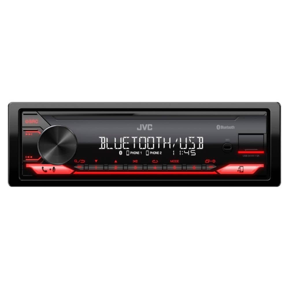 نمای جلو پخش خودرو JVC KD-X182BT پخش خودرو JVC KD-X182BT نمای روبرو با طراحی مدرن