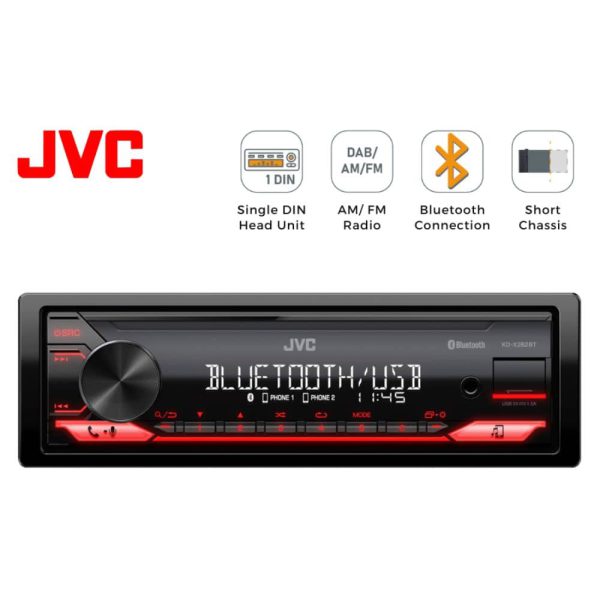 پخش خودرو JVC KD-X282BT با نمایشگر روشن و فعال