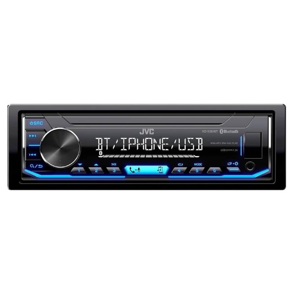نمای جلو پخش خودرو JVC KD-X351BT پخش خودرو JVC KD-X351BT نمای روبرو با طراحی مدرن