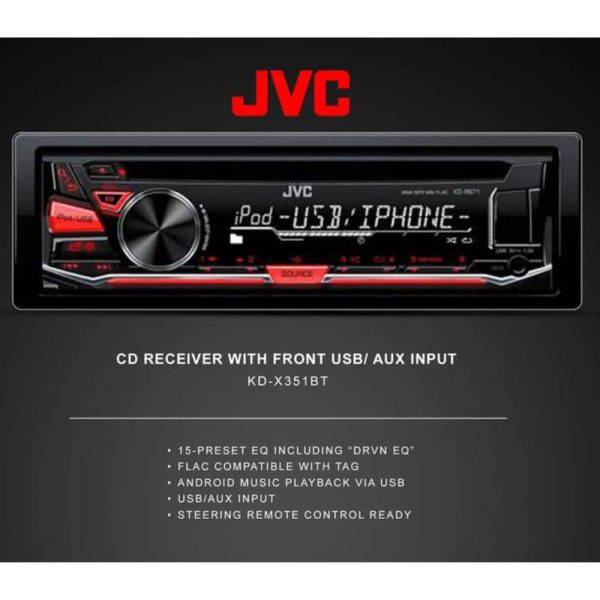 پخش خودرو JVC KD-X351BT نمای نزدیک دکمه های کنترل