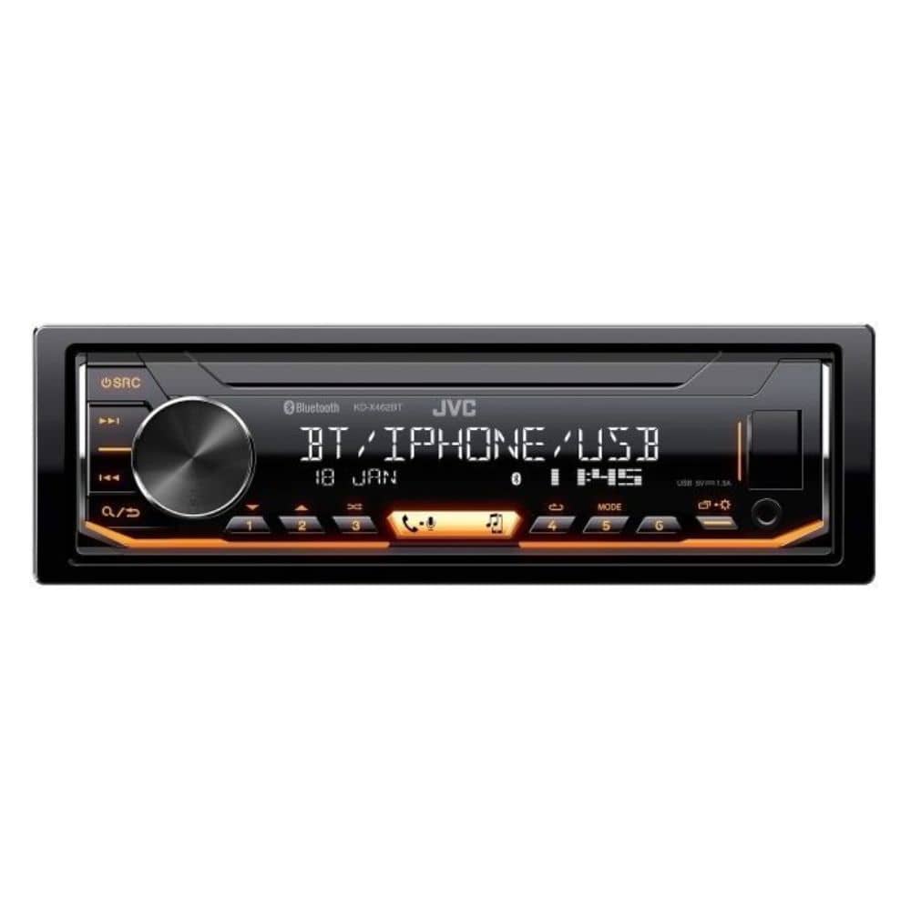 نمای جلو پخش خودرو JVC KD-X462BT پخش خودرو JVC KD-X462BT نمای روبرو با طراحی حرفه ای