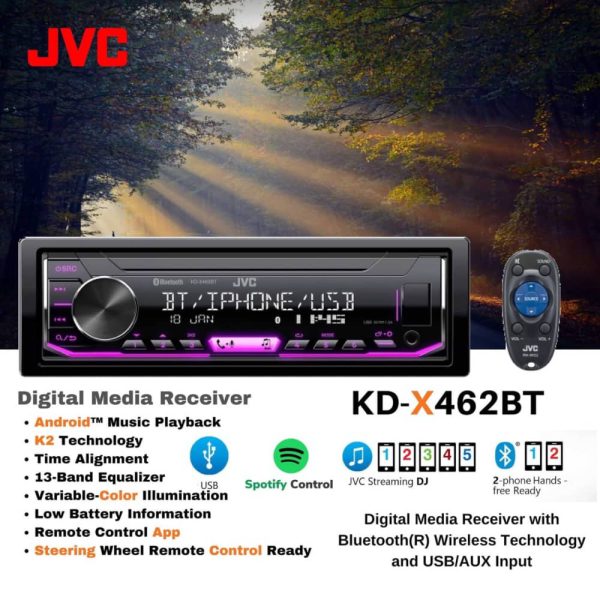 پخش خودرو JVC KD-X462BT نمای نزدیک دکمه های کنترلی