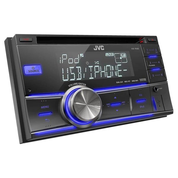 پخش خودرو JVC KW-R500 نمای روبرو با طراحی دودین حرفه ای