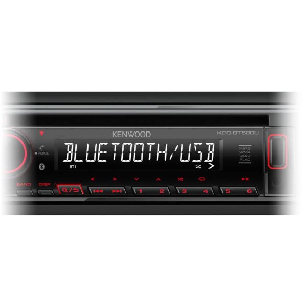 پخش خودرو Kenwood KDC-BT560U نمای ورودی USB و AUX جلو