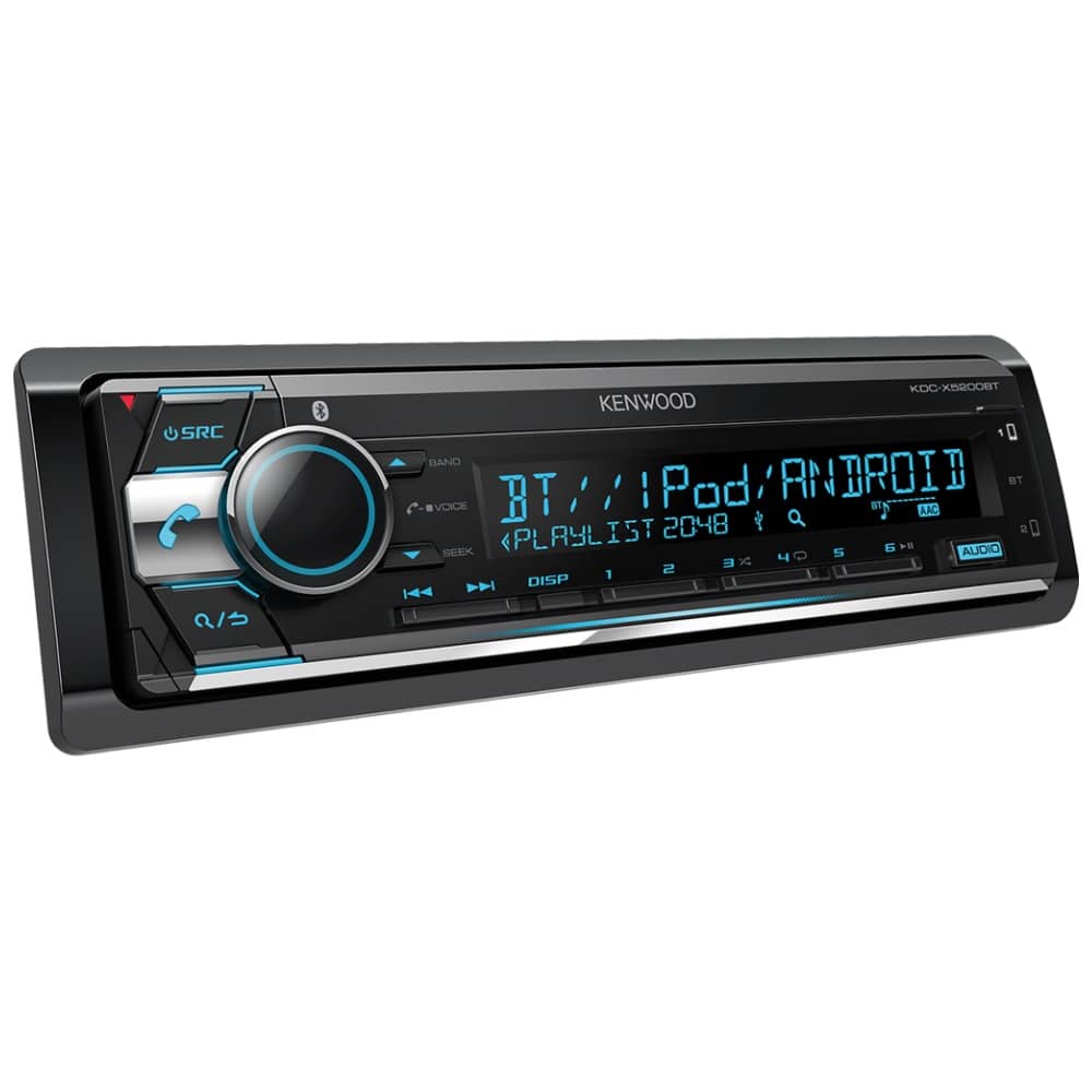 پنل جلوی پخش خودرو Kenwood KDC-X5200BT پخش خودرو Kenwood KDC-X5200BT نمای نزدیک دکمهها و نمایشگر رنگی