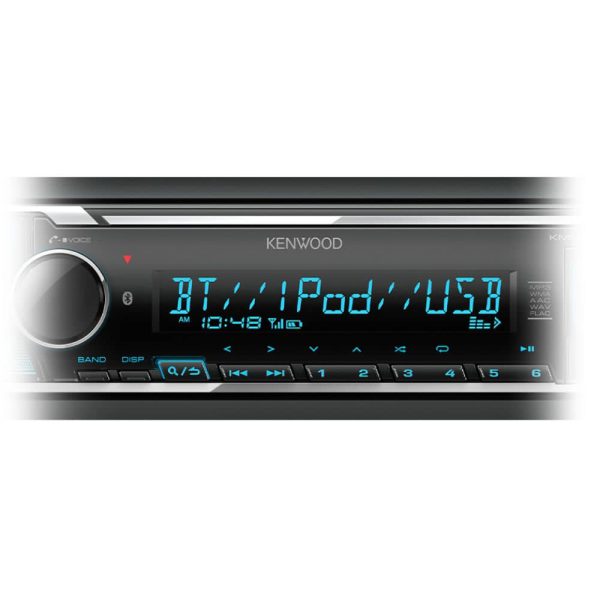 پخش خودرو Kenwood KMM-BT408 نمای نزدیک دکمه‌ها و ولوم