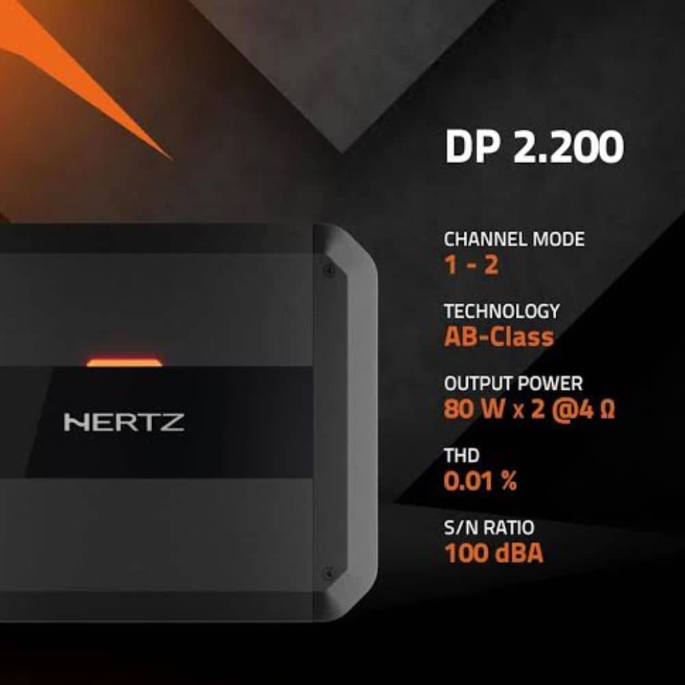 آمپلی فایر HERTZ DP2.200 مناسب راه‌اندازی باند و ساب ووفر خودرو
