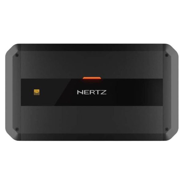 نمای زاویه‌دار آمپلی فایر HERTZ DP4.400 با هیت سینک آلومینیومی مقاوم