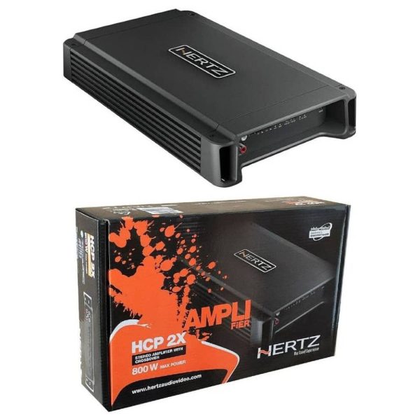 نمای زاویه‌دار آمپلی فایر HERTZ HCP2X با هیت سینک آلومینیومی مقاوم