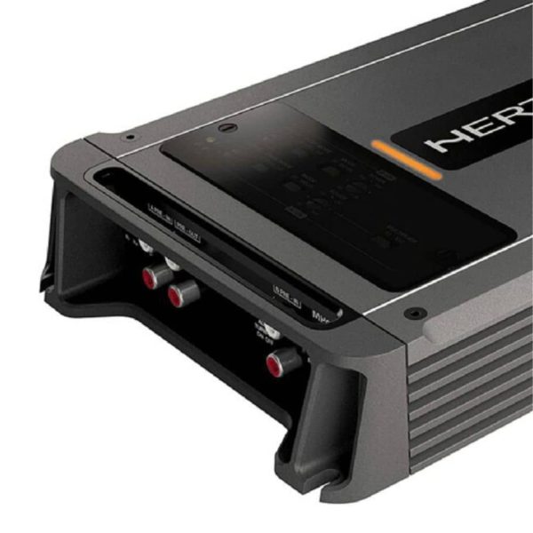 نمای زاویه‌دار آمپلی فایر HERTZ ML POWER4 با هیت سینک آلومینیومی حرفه‌ای