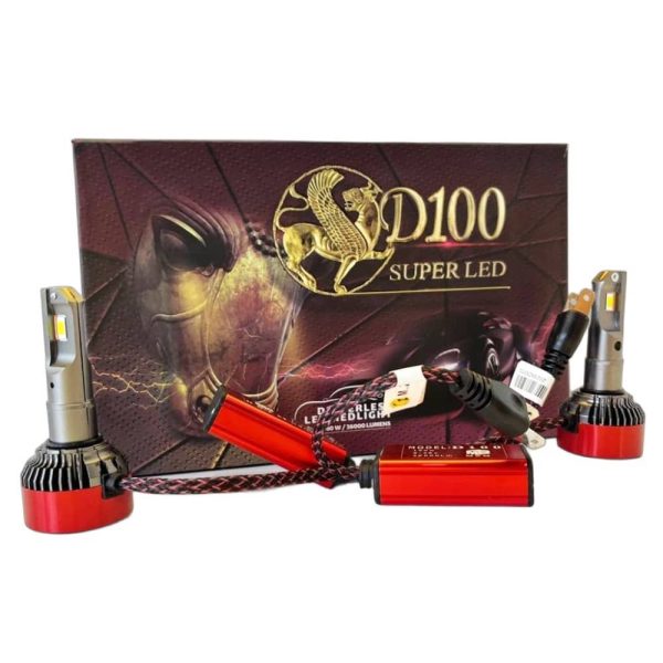 نمای زاویه‌دار هدلایت MZM D100 پایه H7 با بدنه آلومینیومی مقاوم