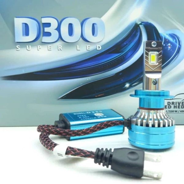 چیپ LED هدلایت MZM D300 پایه H7 با نور سفید و پرتاب نور قوی