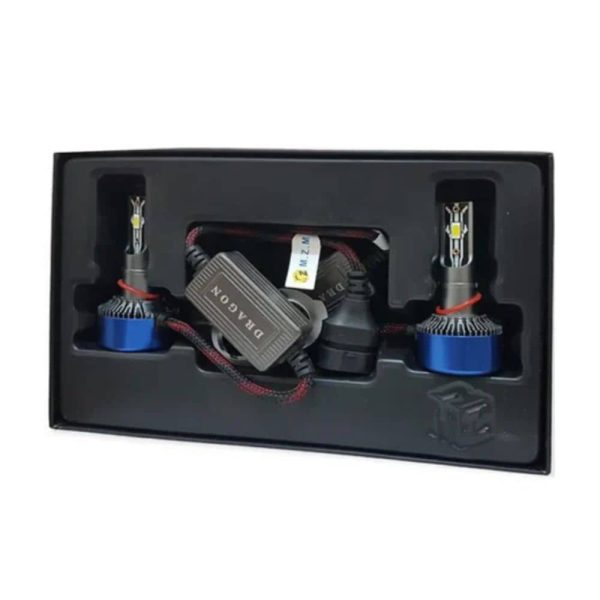 چیپ LED هدلایت دراگون MZM پایه H7 با نور سفید شفاف و پرتاب نور بالا